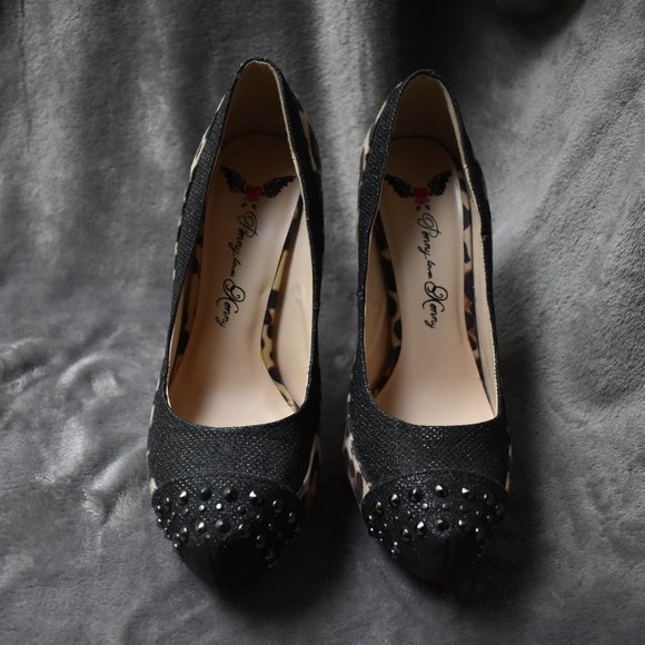 Penny Loves Kenny Cheetah Sparkle Studded Heels - Picture 4 of 15